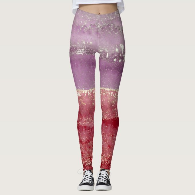 Leggings Brillo elegante morado y dorado (Anverso)