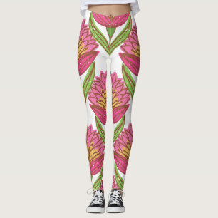 Leggings Brillo floral: Vintage blanco rojo.