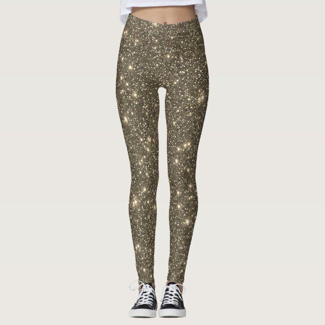 Leggings Brillo Monocromo de Oro Antiguo con Destellos (Anverso)