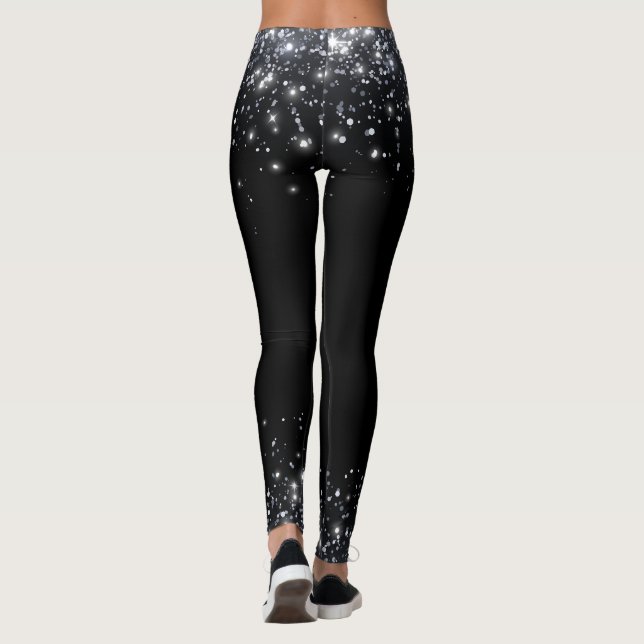 Leggings  Brillo negro y plata moderno  (Reverso)