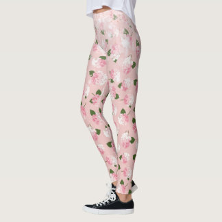 Leggings Brillo Rosa Vintage Flores de Jardín