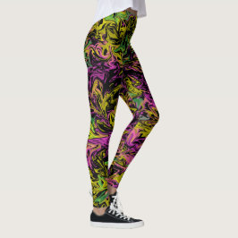 Leggings Brillos brillantes de color verde rosa y amarillo