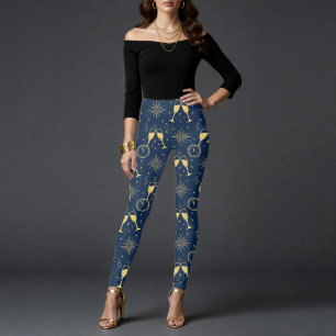 Leggings Brindis de Champagne de Medianoche Nochevieja