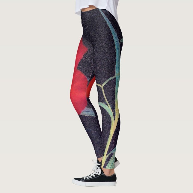Leggings Brisa de flores rojas rusas (Izquierda)