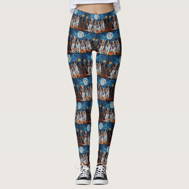 Leggings Brittany Spaniel Halloween Espeluznante (Anverso)