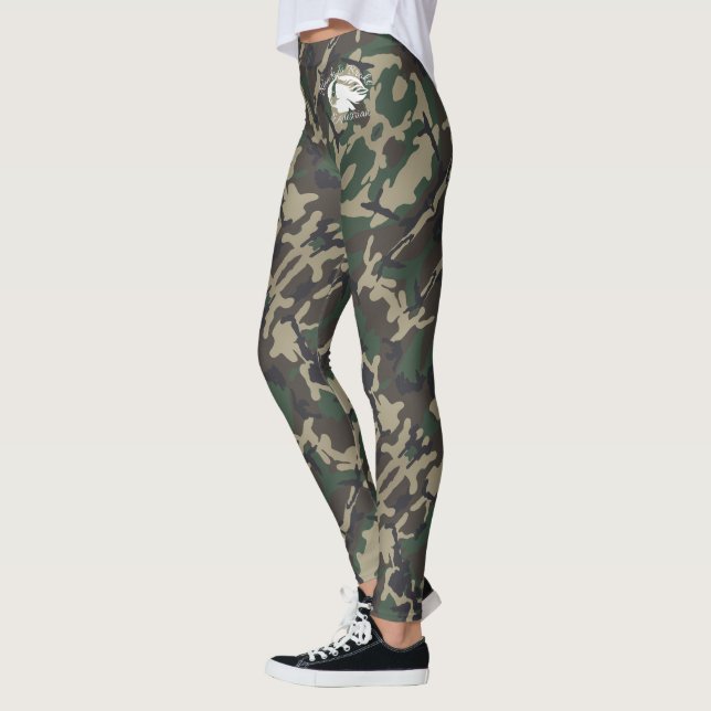 Leggings Broche y rubia - Piernas de camuflaje marrón verde (Izquierda)