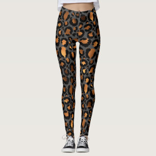 Leggings Bronce y leopardo negro, huella animal de chita