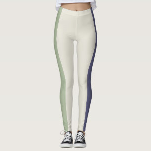 Leggings Bronceado verde y rayas moradas