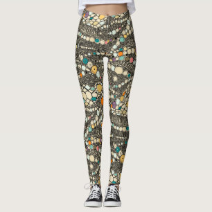 Leggings brote negro de piel de iguana