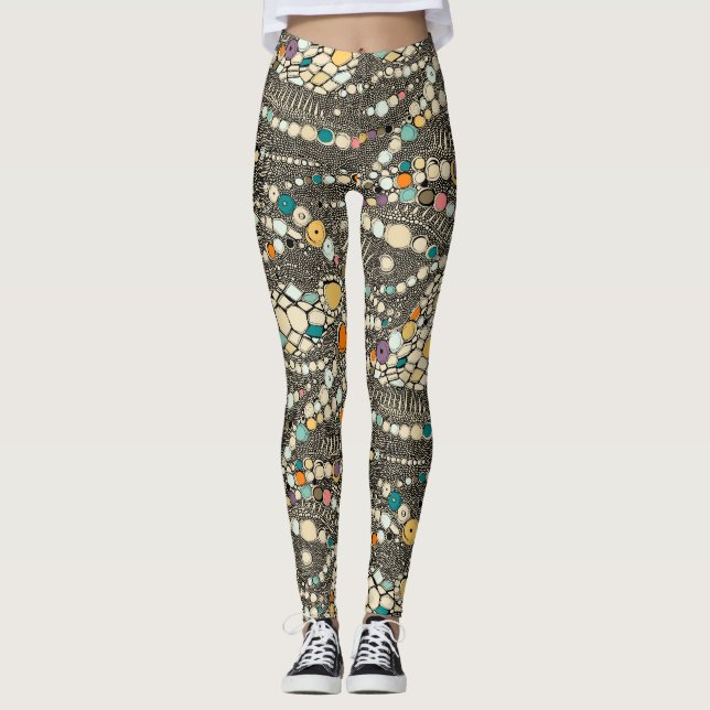 Leggings brote negro de piel de iguana (Anverso)