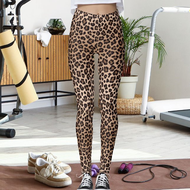 Leggings Brown Beige Safari Wild Cat Skin Leopard Pattern (Subido por el creador)