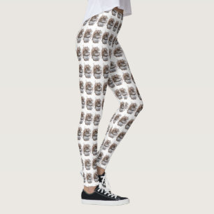 Leggings Brown dulce y polainas blancas del animal de la