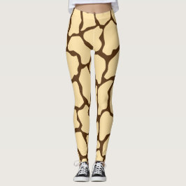 Leggings Brown Giraffe Pattern – Minimal Animal Print