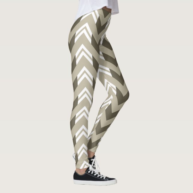 Leggings Brown moderno, beige, modelo blanco de Chevron (Derecha)