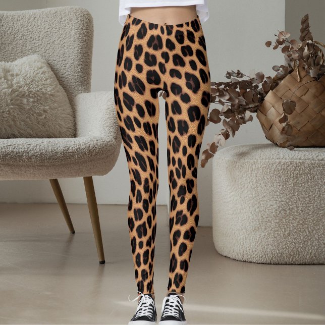 Leggings Brown Tan Black Spots Pattern Safari Leopard Print (Subido por el creador)