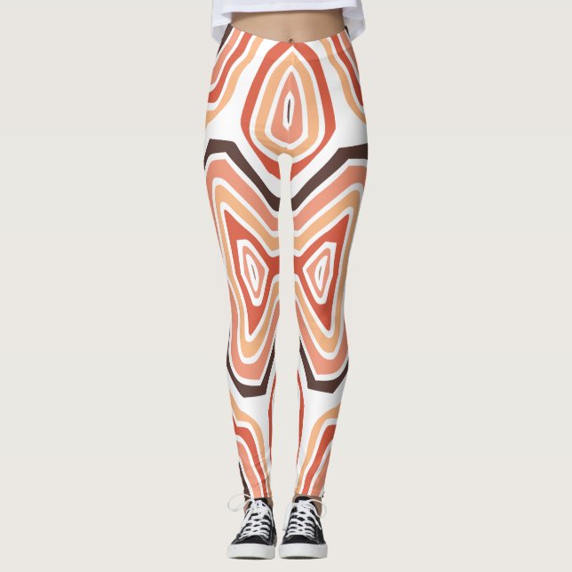Leggings Brown Tan Naranja Swirls Resumen (Anverso)
