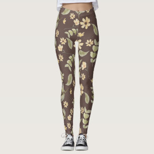 Leggings Brrown Whimsy Retro Floral