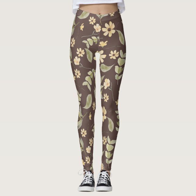 Leggings Brrown Whimsy Retro Floral  (Anverso)