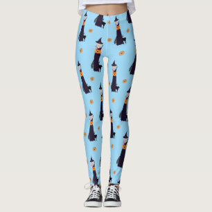 Leggings Bruja de Halloween, calabaza feliz y gato negro