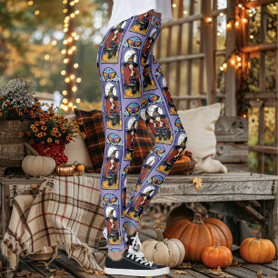 Leggings Bruja de Otoño Art Nouveau Calabazas Luna Púrpura