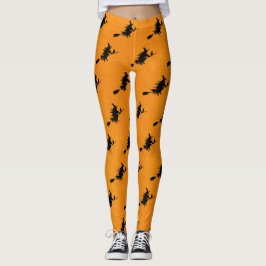 Leggings Bruja en las piernas de Halloween de Broomstick