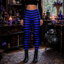 Bruja Malvada Azul y Negro a Rayas de Halloween