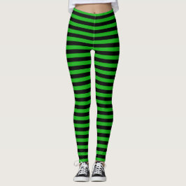 Leggings Bruja malvada de Halloween verde y negro a rayas
