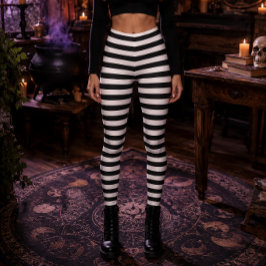 Leggings Bruja Malvada Halloween de Rayas Negras y Blancas