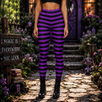 Bruja Malvada Morado y Negro Rayado Halloween