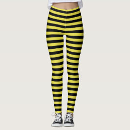 Leggings Bruja malvada rayada de Halloween amarillo y negro