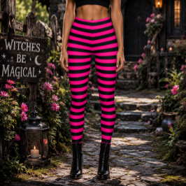 Leggings Bruja Malvada Rayas de Rosa y Negro Halloween
