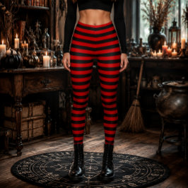 Leggings Bruja Malvada Rayas Rojas y Negras Halloween