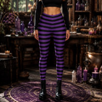 Bruja Malvada Violeta y Negra Halloween a Rayas