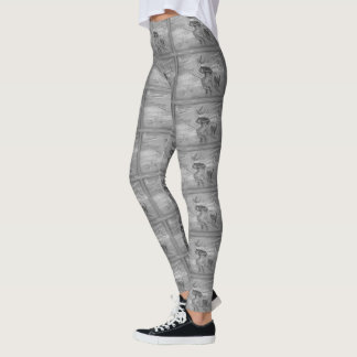 Leggings Bruja monocromática en una escoba