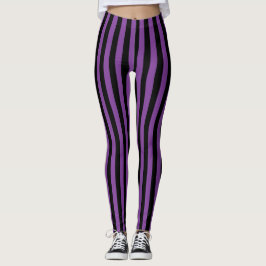 Leggings Bruja morada y negra a rayas de Halloween