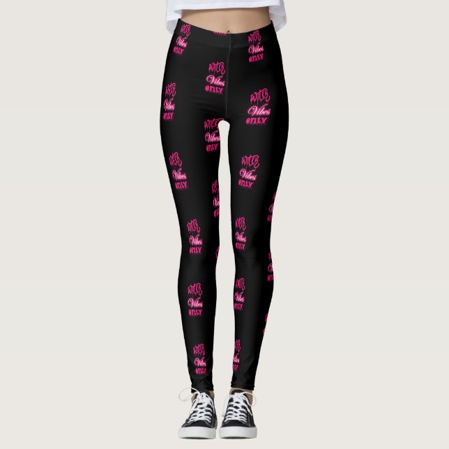 Leggings bruja rosa sólo vibes halloween guion mujer negro (Anverso)