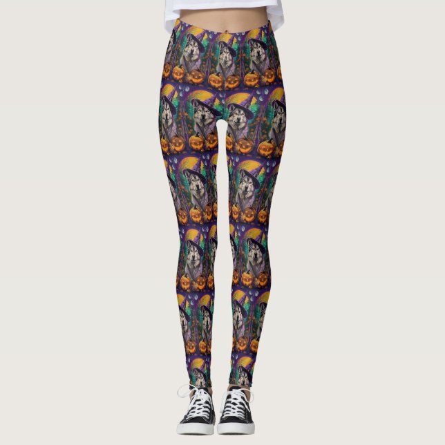 Leggings Bruja y calabaza de Halloween en Malamute (Anverso)