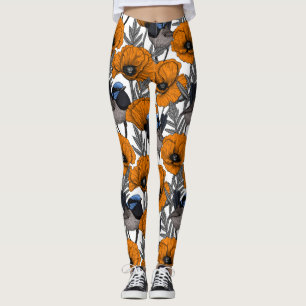 Leggings Brujas de hadas y flores de amapola naranja 2