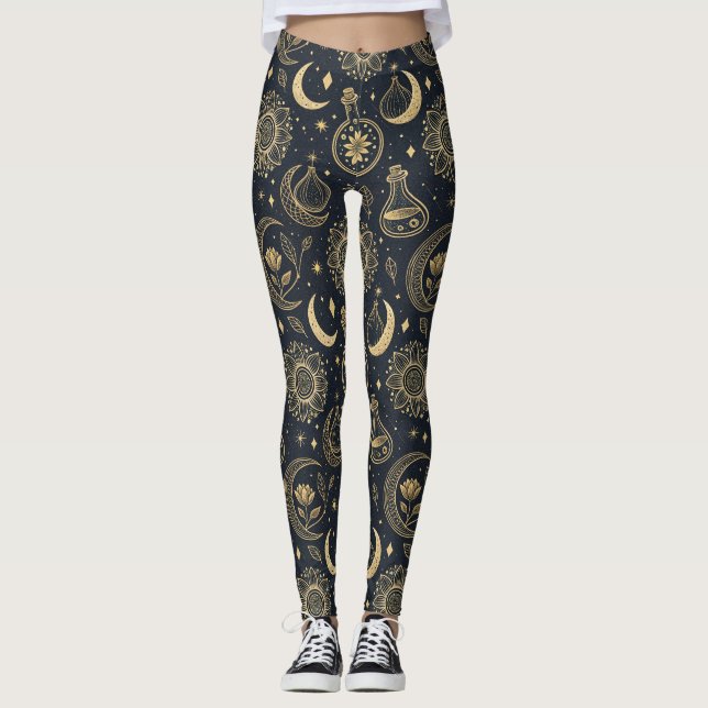 Leggings Brujería Celestial Mística - Botánica Dorada (2) (Anverso)