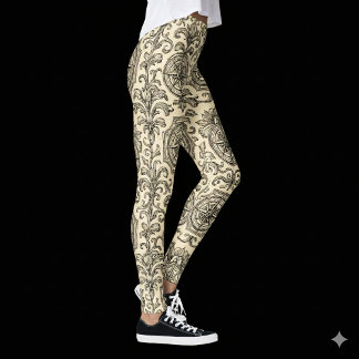 Leggings brújula náutica vintage beige clásica ornamental
