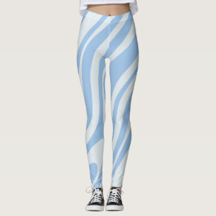 Leggings Bucles ondulados Patrón abstracto retro Polvo Azul