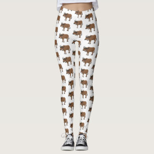 Leggings Búfalo de agua con flores ilustracion personalizad