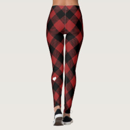 Leggings Búfalo negro rojo rubio con corazón blanco