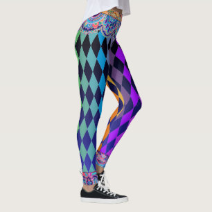 Leggings Bufón azul de medianoche del circo bohemio