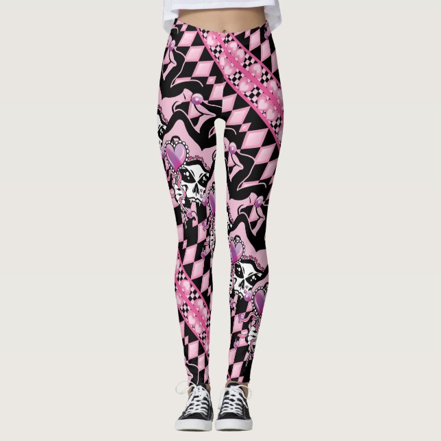 Leggings Bufón del cráneo de los corazones (Anverso)