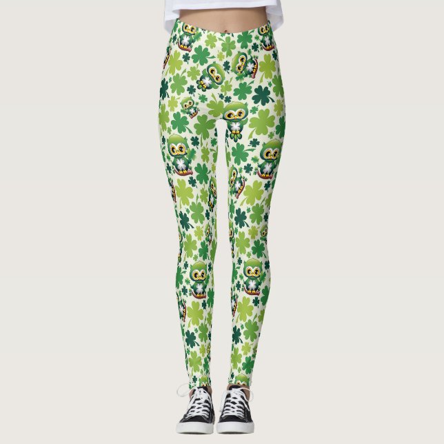 Leggings Búho Bebé Lindo Dibujo Animado St Patrick (Anverso)