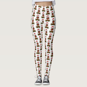 Leggings Búho De Navidades Cutos En La Rama De Pino