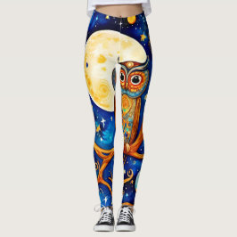 Leggings Búhos Celestiales Caprichosos: Estrellas, Luna, Pl