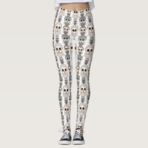 Leggings Búhos Lindos Patrón En Blanco
