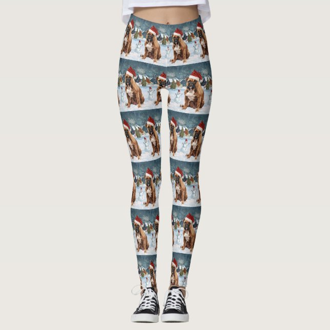 Leggings Bull Mastiff Dog Winter Wonderland Navidades Joy (Anverso)
